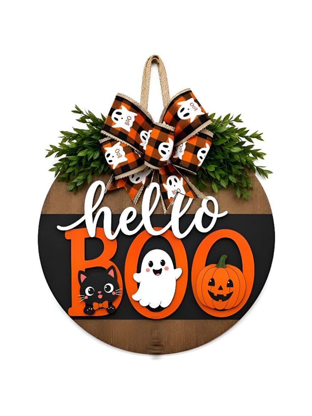 Halloween Wreaths for Front Door Cute Ghost Hanger Sign Decorations Halloween